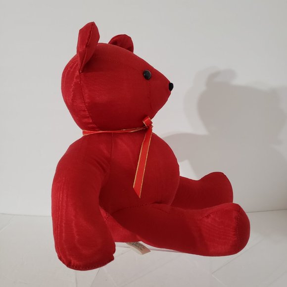 Crafty Lady Red Stuffed Teddy Bear Firm Chubby Plush Bear Sits On Its Own - Picture 4 of 11
